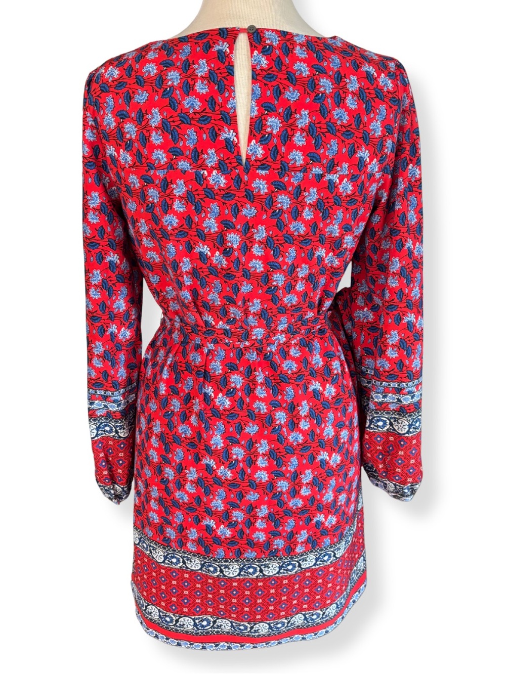 LOFT Floral Tie Waist Shift Dress Small Boho Long Sleeve NWOT - Picture 3 of 8